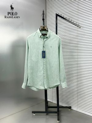 Ralp h laure n Green Premium Imported Cotton Linen Fabric Shirt with Embroidered Logo 4028