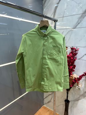 Loew e Green Premium Oxford Cotton Fabric Shirt With Pocket Embroidered Logo custom Branded Button Tagging And Poly Bag 4049