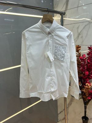 Loew e White Premium Oxford Cotton Fabric Shirt With Pocket Embroidered Logo custom Branded Button Tagging And Poly Bag 4048