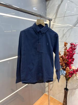 Tommy Hilfige r Blue Premium Imported Self Design Shirt with Embroidered Logo and Poly Bag 4024