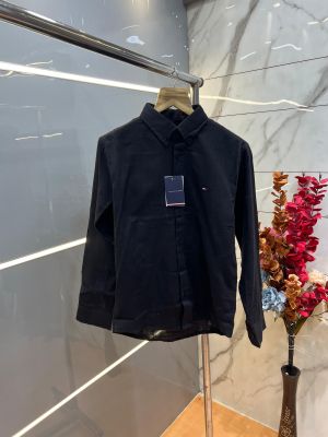 Tommy Hilfige r Brown Premium Imported Self Design Shirt with Embroidered Logo and Poly Bag 4023