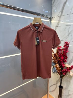 Hugo Bos s Premium Imported 240 GSM Interlock Lycra Fabric Polo Tshirt with Collar Design and Embroidered Logo 4003