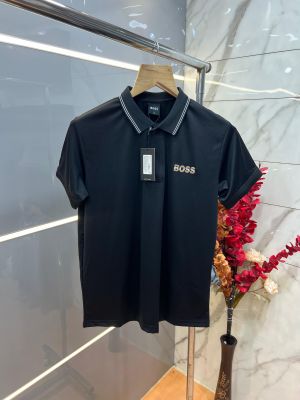 Hugo Bos s Premium Imported 240 GSM Interlock Lycra Fabric Polo Tshirt with Collar Design and Embroidered Logo 4006