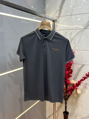 Hugo Bos s Premium Imported 240 GSM Interlock Lycra Fabric Polo Tshirt with Collar Design and Embroidered Logo 4005