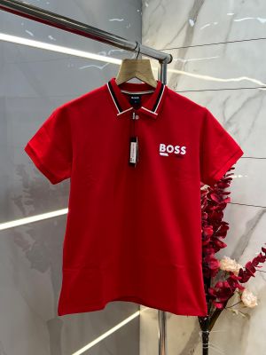 Hugo Bos s Premium Imported 240 GSM Interlock Lycra Fabric Polo Tshirt with Collar Design and Emboss Logo 3997