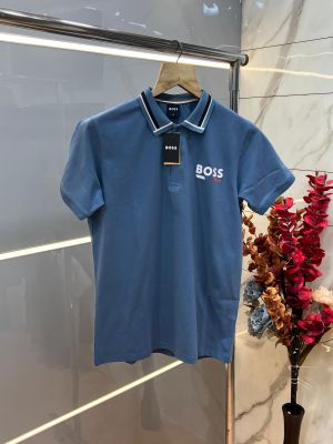 Hugo Bos s Premium Imported 240 GSM Interlock Lycra Fabric Polo Tshirt with Collar Design and Emboss Logo 4001