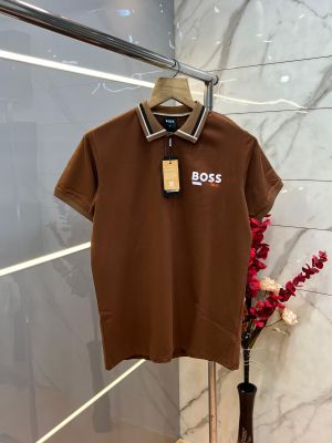 Hugo Bos s Premium Imported 240 GSM Interlock Lycra Fabric Polo Tshirt with Collar Design and Emboss Logo 3998