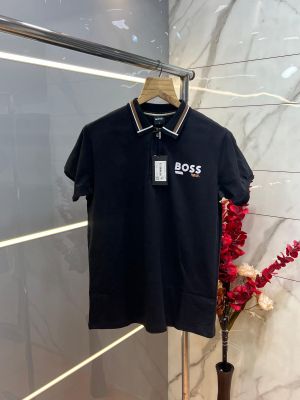 Hugo Bos s Premium Imported 240 GSM Interlock Lycra Fabric Polo Tshirt with Collar Design and Emboss Logo 3999