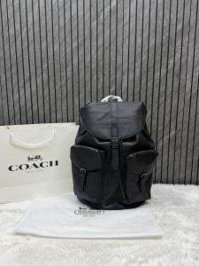 Coach_909_CB_Black_Warner_Signature_Large_Backpack_With_DustCover_CarryBag