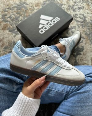 Adida.s Samba Sky Blue Women Leather Quality 