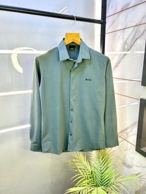 Hugo_Boss Green Super Premium Shirt With Brand Packing F2935-MGR