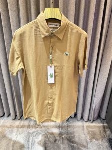 Lacost e Beige Pure Linen Half sleeves Shirt