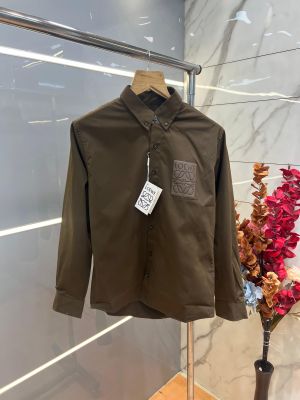 Loew e Brown Premium Oxford Cotton Fabric Shirt  Emboss Logo custom Branded Button Tagging And Poly Bag 4047