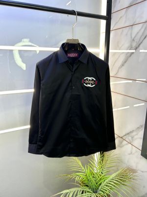Gucc i Logo Black Premium Shirt With Brand Box Packing And Carry Bag F2855-BL