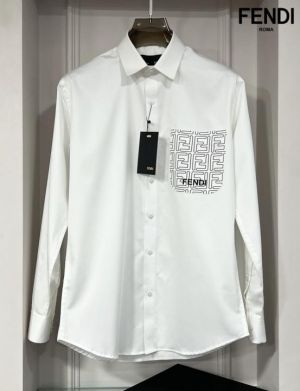 Fend_i Pocket Monogram Printed Imported Premium Partywear Shirt With OG Box
