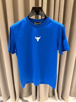 Under_Armour Middle Brand Logo Round Neck T-shirt Blue