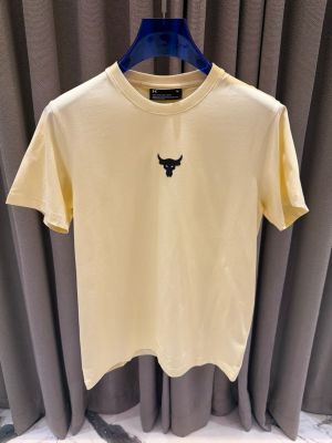 Under_Armour Middle Brand Logo Round Neck T-shirt Cream