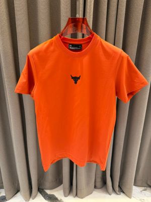 Under_Armour Middle Brand Logo Round Neck T-shirt Orange