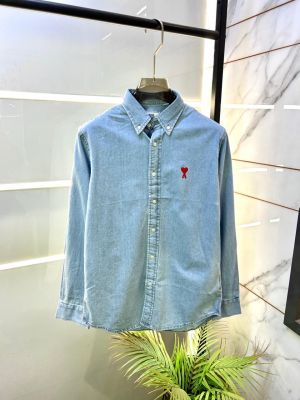 Ami Logo Sky Imported Denim Super Premium Shirts F2924-SK