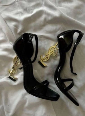 Saint Laurent YSL Opyum Heels Black Gold For Women