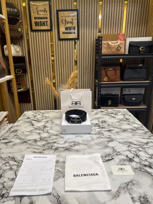 Balenciaga BB buckle Leather Belt With Og Box And Dust Bag Including Carry Bag (5-4)