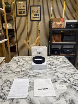Balenciaga BB buckle Leather Belt With Og Box And Dust Bag Including Carry Bag (5-2)