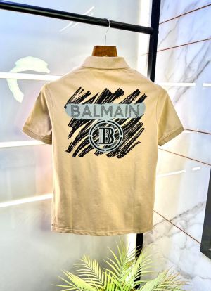 Balmai n Paris Beige Imported Back Print Premium Polo Collar Neck T-shirt F3126-BE1