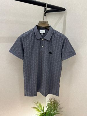 Lacost e Grey Monogram Premium Collar Neck Polo T-shirt With Brand Box Packing F3639-GY
