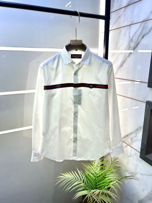 Gucc i Logo White Premium Shirt With Brand Box Packing And Carry Bag F2851-WH