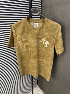 CHROME HEART BEIGE IMPORTED FABRIC CURRENT STORE ARTICLE VERY PREMIUM ROUND NECK TSHIRT 489