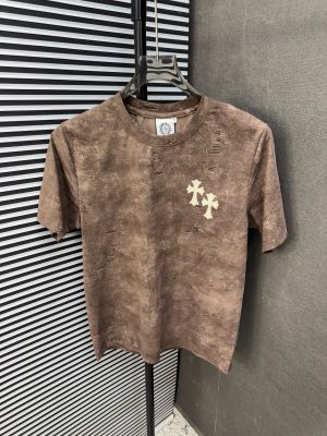 CHROME HEART BROWN IMPORTED FABRIC CURRENT STORE ARTICLE VERY PREMIUM ROUND NECK TSHIRT 489