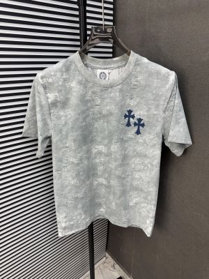 CHROME HEART GREY IMPORTED FABRIC CURRENT STORE ARTICLE VERY PREMIUM ROUND NECK TSHIRT 489