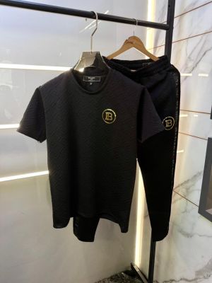 Balmai n Paris Black Imported Embossed Print Premium Track Suit Brand Carry Bag Packing F3647-BL