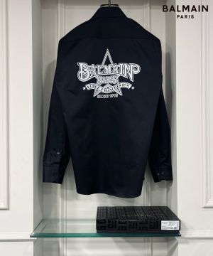 Sale_Balmain_Paris_Black_Front_Metal_Logo_And_Back_Printed_Shirt_With_Premium_Box_Packing_And_Carry_Bag_(1710)