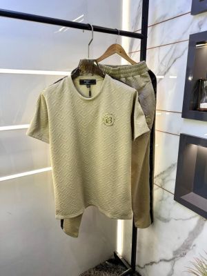 Balmai n Paris Beige Imported Embossed Print Premium Track Suit Brand Carry Bag Packing F3647-BE