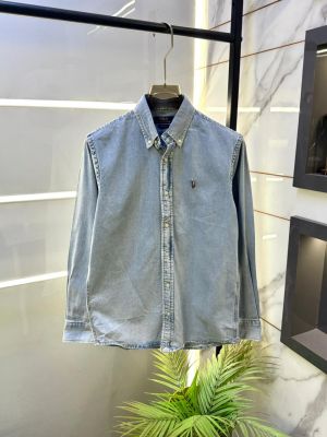Ralp h Lauren Embroidery Logo Light Blue Super Premium Denim Shirts F2548-LB