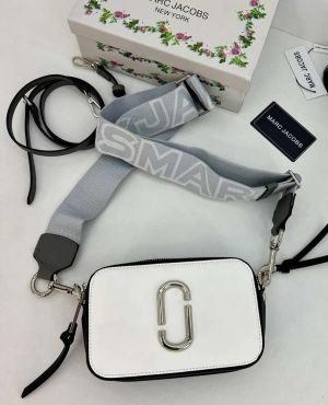 Marc Jacobs Snapshot Crossbody Bag With 2 Belts OG Box & Dust Bag (White Black - 835)