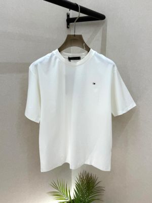 Tommy_Hilfiger White Premium Drop Shoulder Round Neck T-shirt With Brand Box Packing F3583-WH