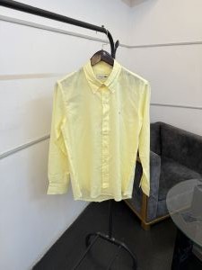 Lacost e yellow pure linen fabric imported shirt 
