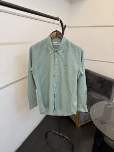 Lacost e aqua green pure linen fabric imported shirt 