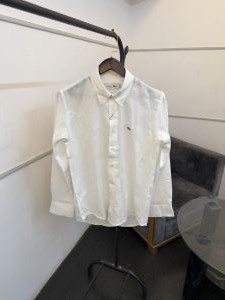 Lacost e white pure linen fabric imported shirt 