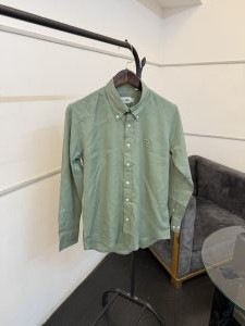 Lacost e sage green pure linen fabric imported shirt 