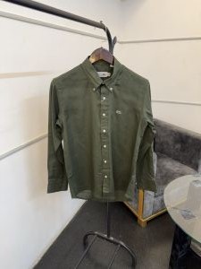 Lacost e green pure linen fabric imported shirt 