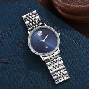 Movado Museum Classic Diamond Silver-Blue