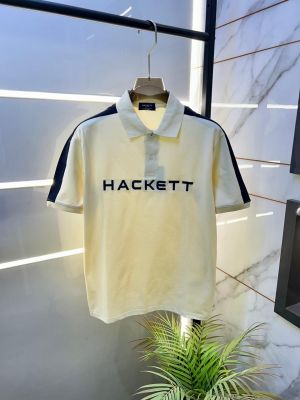 Hacket t London Cream Embroidery Print Collar Neck Premium Polo T-shirt F2794-CR