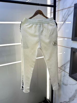 Balmai n Paris White Imported Monogram Premium Track Pant With Brand Carry Bag