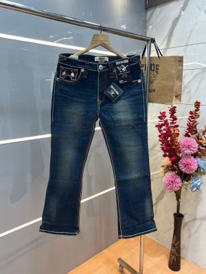 True Religion Dark shade Boot Cut Premium Imported Stretchable Lycra Fabric Denim with Back Pocket Embroidered Design 4108