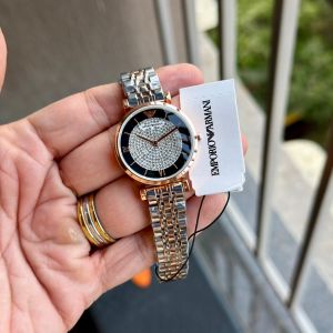 EMPORIO ARMAN-I LADIES SILVER COPAR (2ton) BLACK DAYAL