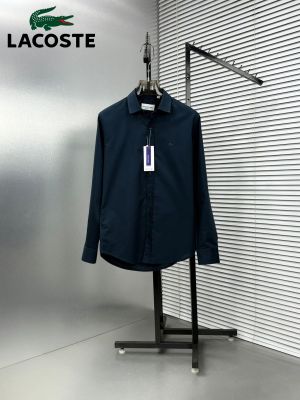 Lacost e Navy Premium Oxford Cotton Fabric Shirt  Embroidered Logo custom Branded Button Tagging And Poly Bag 4097
