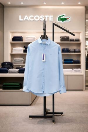 Lacost e Sky Premium Oxford Cotton Fabric Shirt  Embroidered Logo custom Branded Button Tagging And Poly Bag 4100